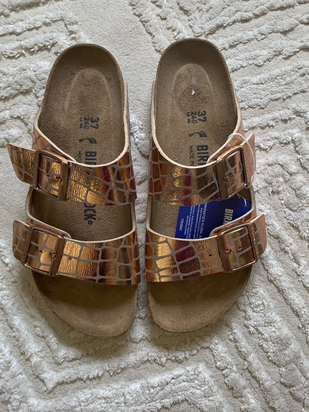 New Birkenstock Arizona Gator Gleam Sandals- Copper - Picture 2 of 8